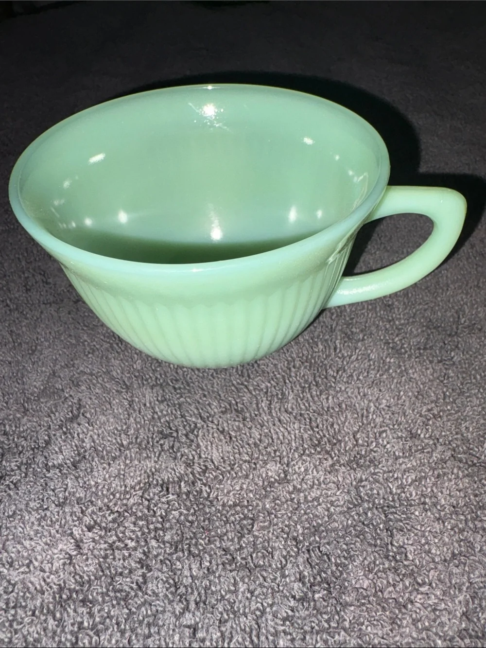 Vintage Fire King Jadeite Mint Green Ribbed Glass Cup